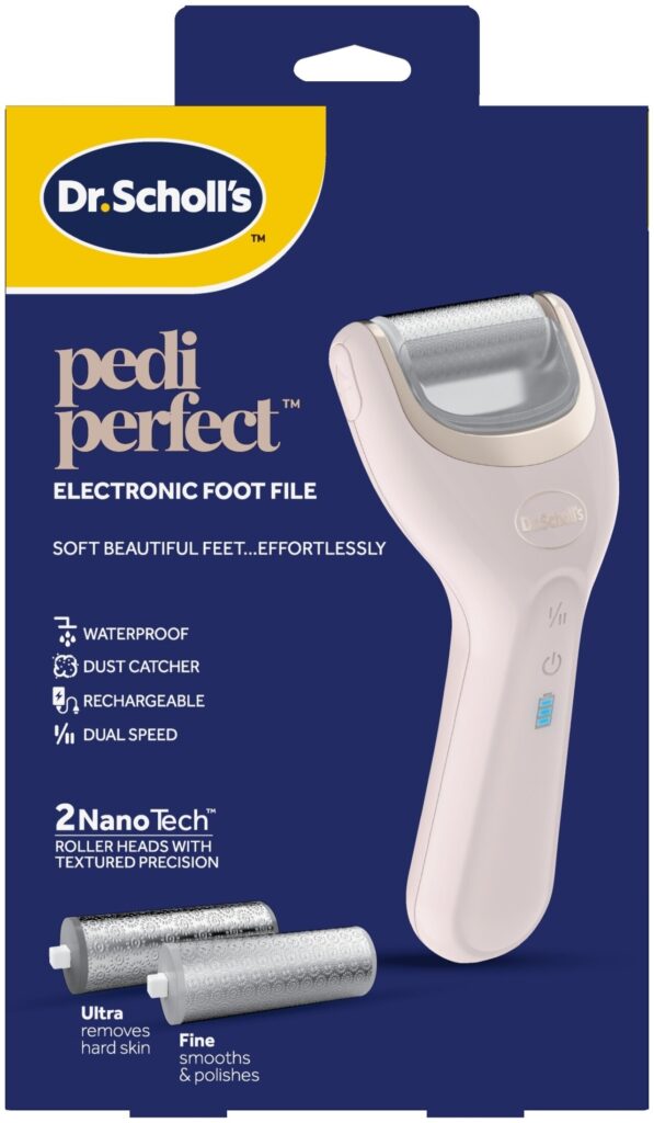 pilnik elektryczny do stop dr scholl s pedi perfect nanotech z dwoma glowicami kremowy